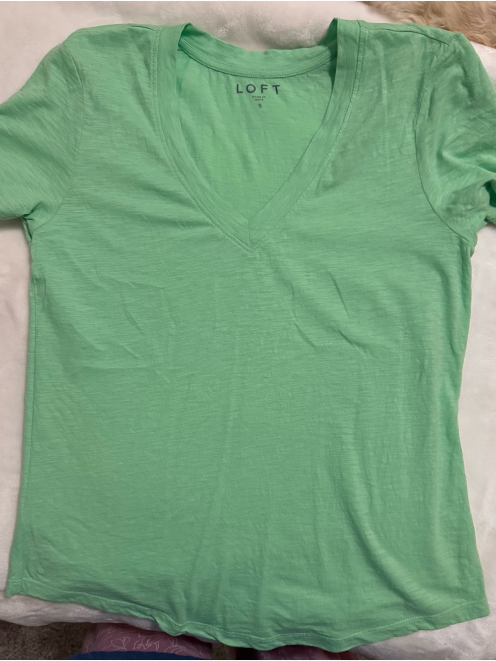 LOFT Mint Green V-Neck Short Sleeve Tee